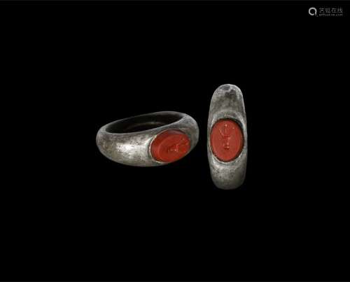 Roman Silver Ring with Quiver Intaglio