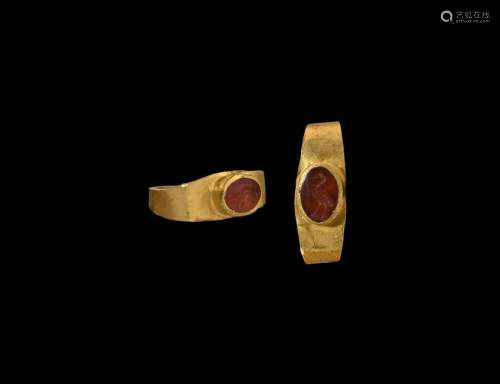 Roman Gold Ring with Stork Gemstone