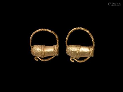 Greek Gold Earring Pair