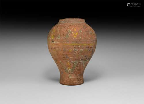 Egyptian Painted Piriform Vessel