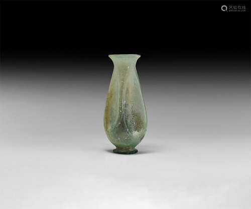 Roman Green Glass Pinched Vase