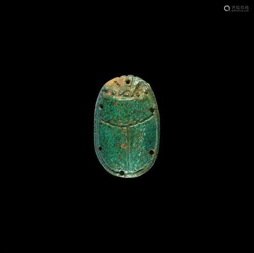 Large Egyptian Green Glazed Pectoral Scarab