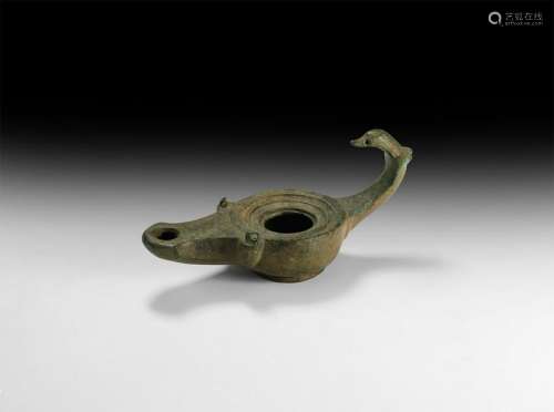 Roman Hanging Oil Lamp with Goose-Head Handle