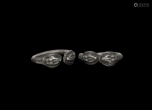 Roman Silver Double Serpent Ring