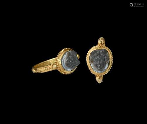 Roman Gold Ring with Medusa Cameo