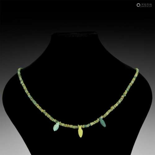 Romano-Egyptian Faience Bead Necklace with Amulets
