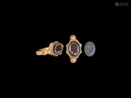 Roman Emperor Gemstone in Gold Ring