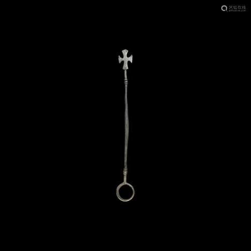 Byzantine Silver Stirrer with Cross Finial