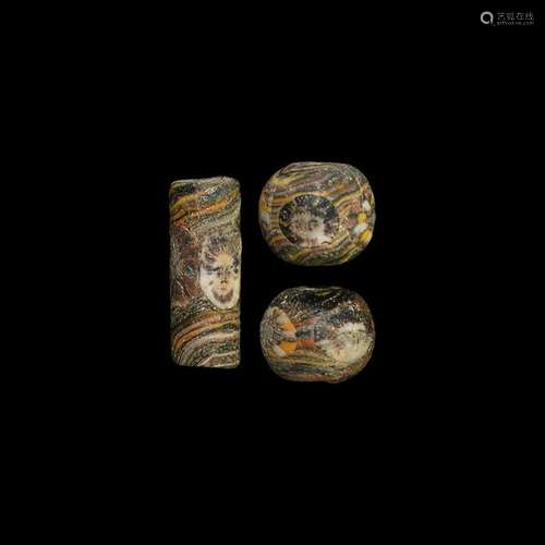 Roman Mosaic Face Bead Group