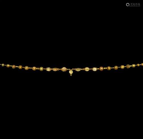 Roman Gold in Glass Bead Necklace