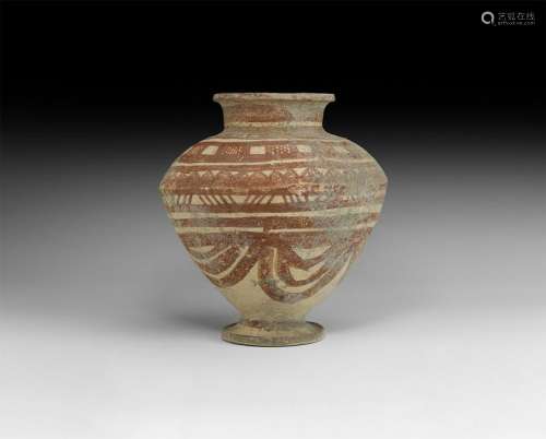 Western Asiatic Jar with Red Linear Design