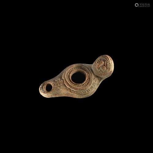 Byzantine Oil Lamp with Face and Cross