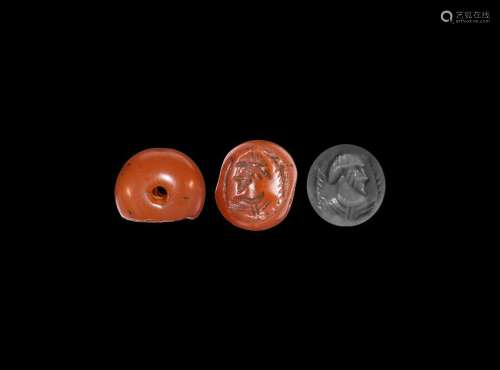 Sassanian Stamp Seal with Male Portrait
