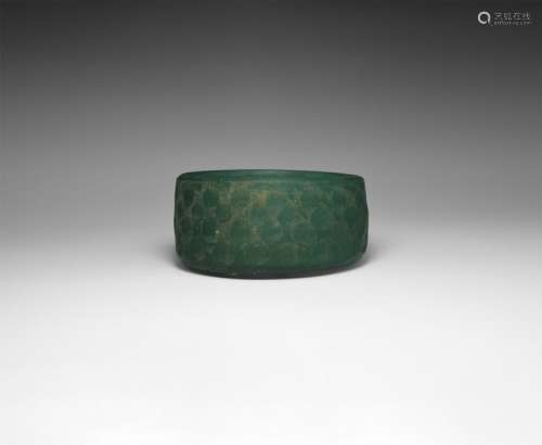 Western Asiatic Sassanian Green Cut Glass Bowl