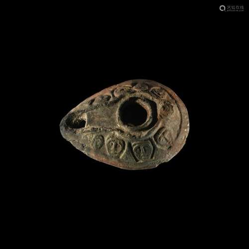 Byzantine Oil Lamp with Faces