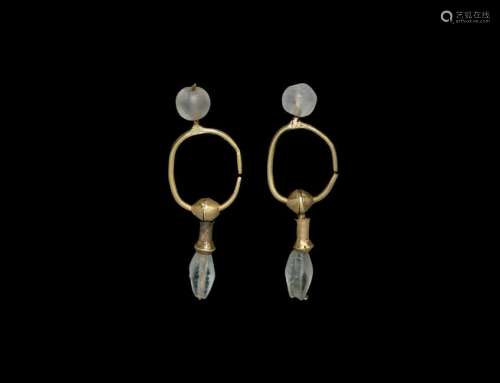 Byzantine Gold and Rock Crystal Earring Pair