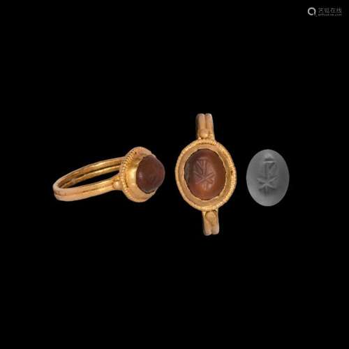 Roman Gold Ring with Chi-Rho Gemstone