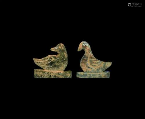 Roman Glass Bird Inlay Pair