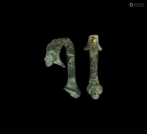 Roman Vessel Handle with Bacchus Masks