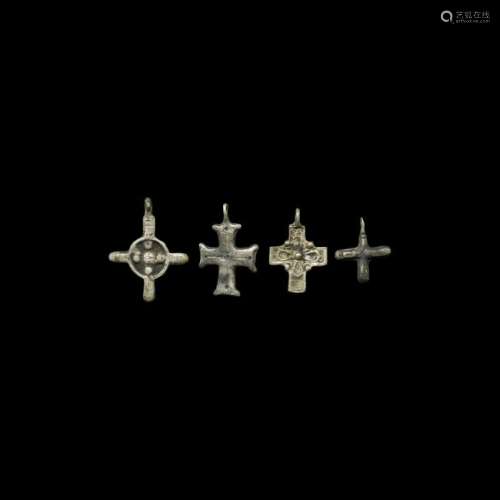 Byzantine Silver Cross Pendant Group