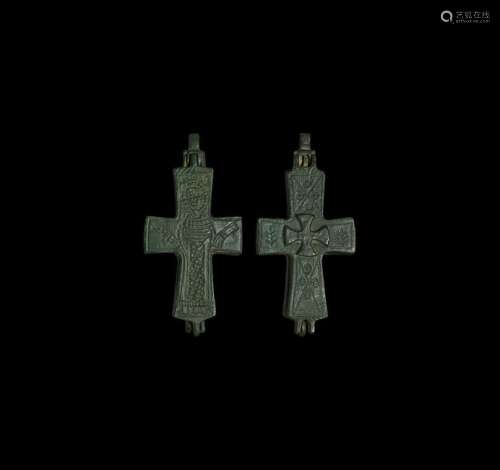 Large Byzantine Reliquary Cross Pendant