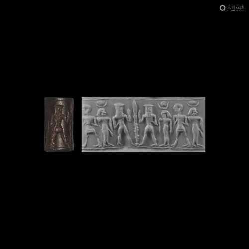 Syro-Egyptian Cylinder Seal with Worshipping Scene