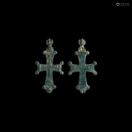 Large Byzantine Reliquary Cross Pendant