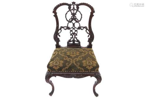 19TH-CENTURY CARVED MAHOGANY  CHIPPENDALE SIDE CHAIR