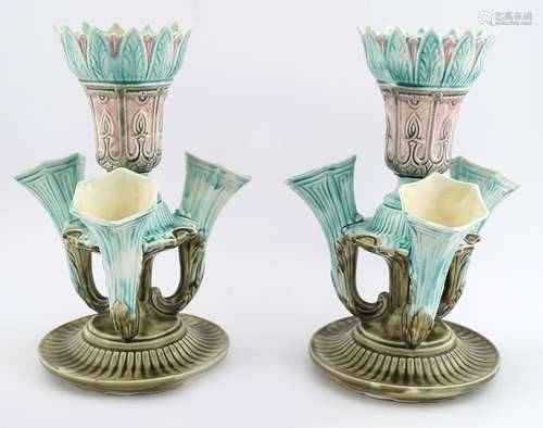 PAIR OF 19TH-CENTURY POLYCHROME VASES