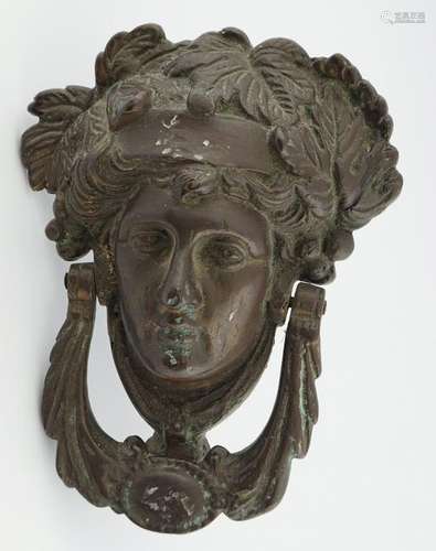 18TH-CENTURY BRASS DOOR KNOCKER