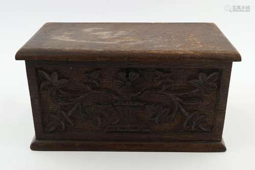 CARVED OAK GLOVE BOX