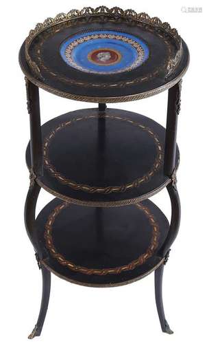 19TH-CENTURY EBONY AND INLAID THREE TIER ÃTAGÃRE