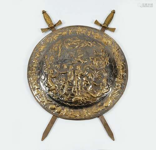 ANTIQUE ARMORIAL BRASS SHIELD