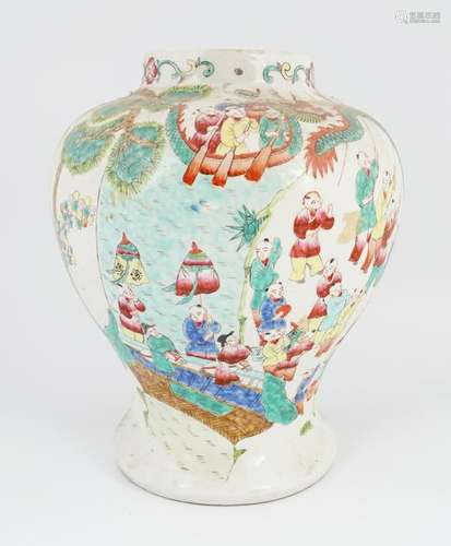 CHINESE QING PERIOD POLYCHROME VASE