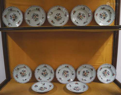 DINNER SERVICE Set of 12 Limoges polychrome plates