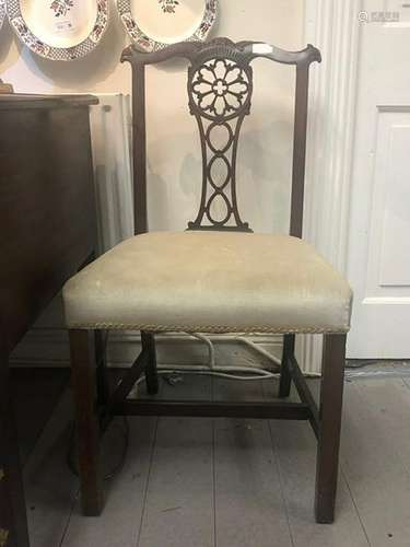 PAIR EDWARDIAN  CHIPPENDALE STYLE DINING CHAIRS