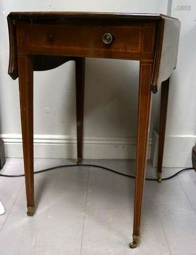 GEORGE III PERIOD   BOXWOOD INLAID PEMBROKE TABLE