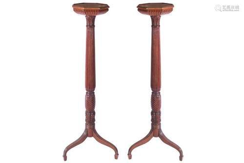 PAIR OF 19TH-CENTURY MAHOGANY TORCHERES