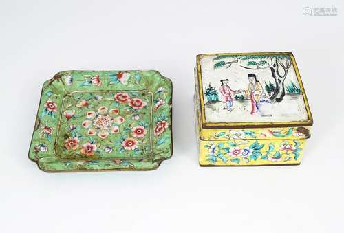 TWO CHINESE QING ENAMELLED ITEMS