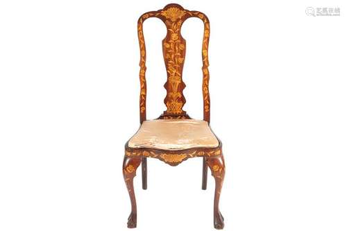 19TH-CENTURY DUTCH MARQUETRY SIDE CHAIR