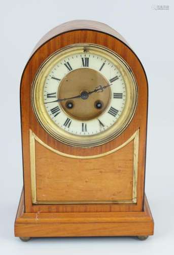 EDWARDIAN SATINWOOD MANTLE CLOCK