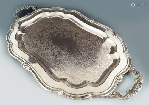 LARGE 19TH-CENTURY SHEFFIELD SILVER PLATED SERVING TRAY