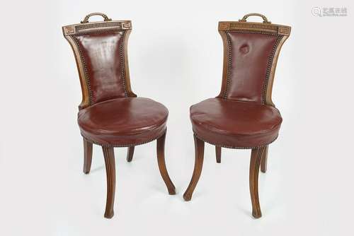 PAIR OF 19TH-CENTURY UPHOLSTERED LIBRARY CHAIRS