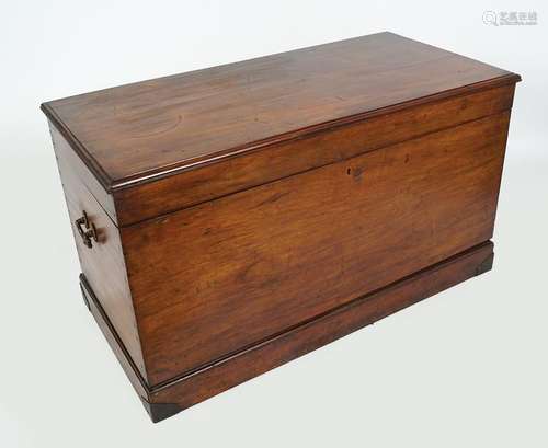 19TH-CENTURY MAHOGANY AND BRASS BOUND TRUNK