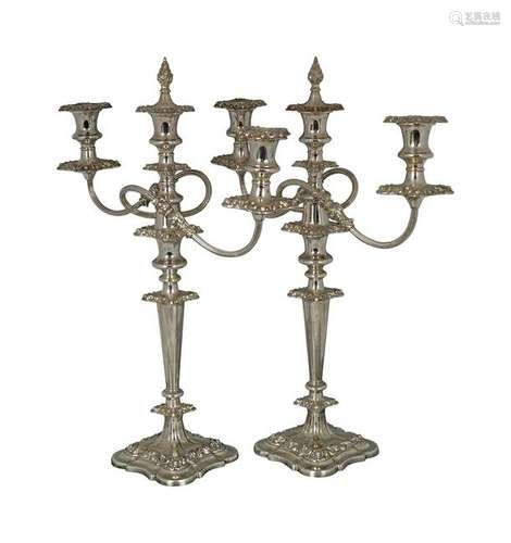 PAIR OF LARGE SHEFFIELD SILVER PLATED CANDELABRAS