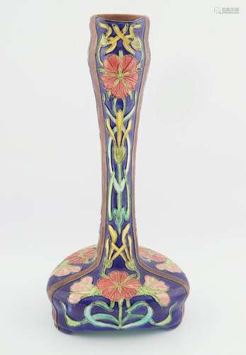 ART NOUVEAU POLYCHROME TULIP STEMMED VASE