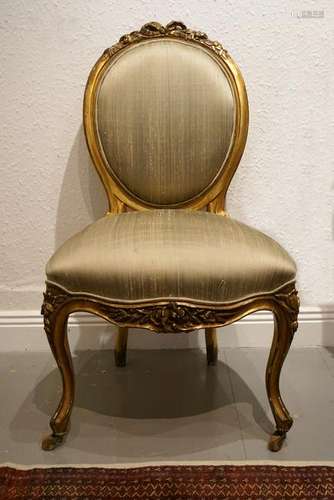 19TH CENTURY GILT FRAMED BALLOON BACK CHAIR