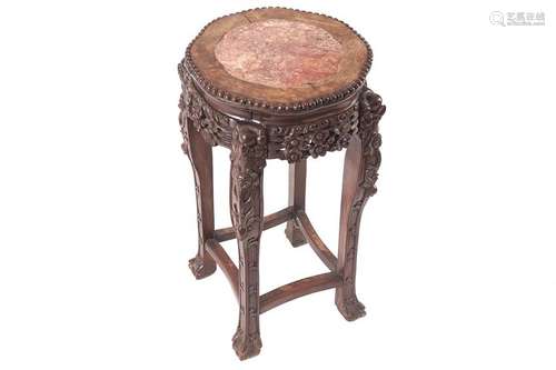 19TH-CENTURY CARVED CHINESE HARDWOOD PEDESTAL