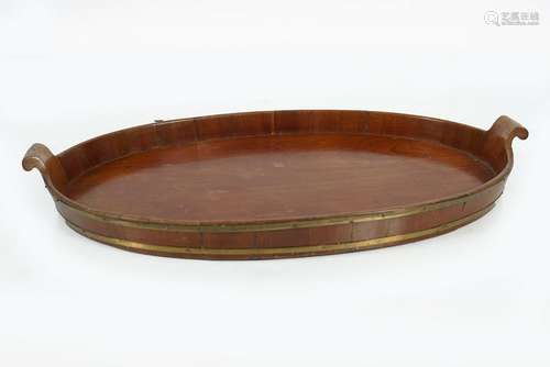 19TH-CENTURY MAHOGANY AND BRASS BOUND TRAY