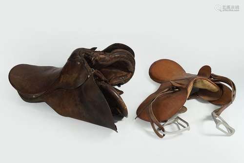 TWO LEATHER SADDLES